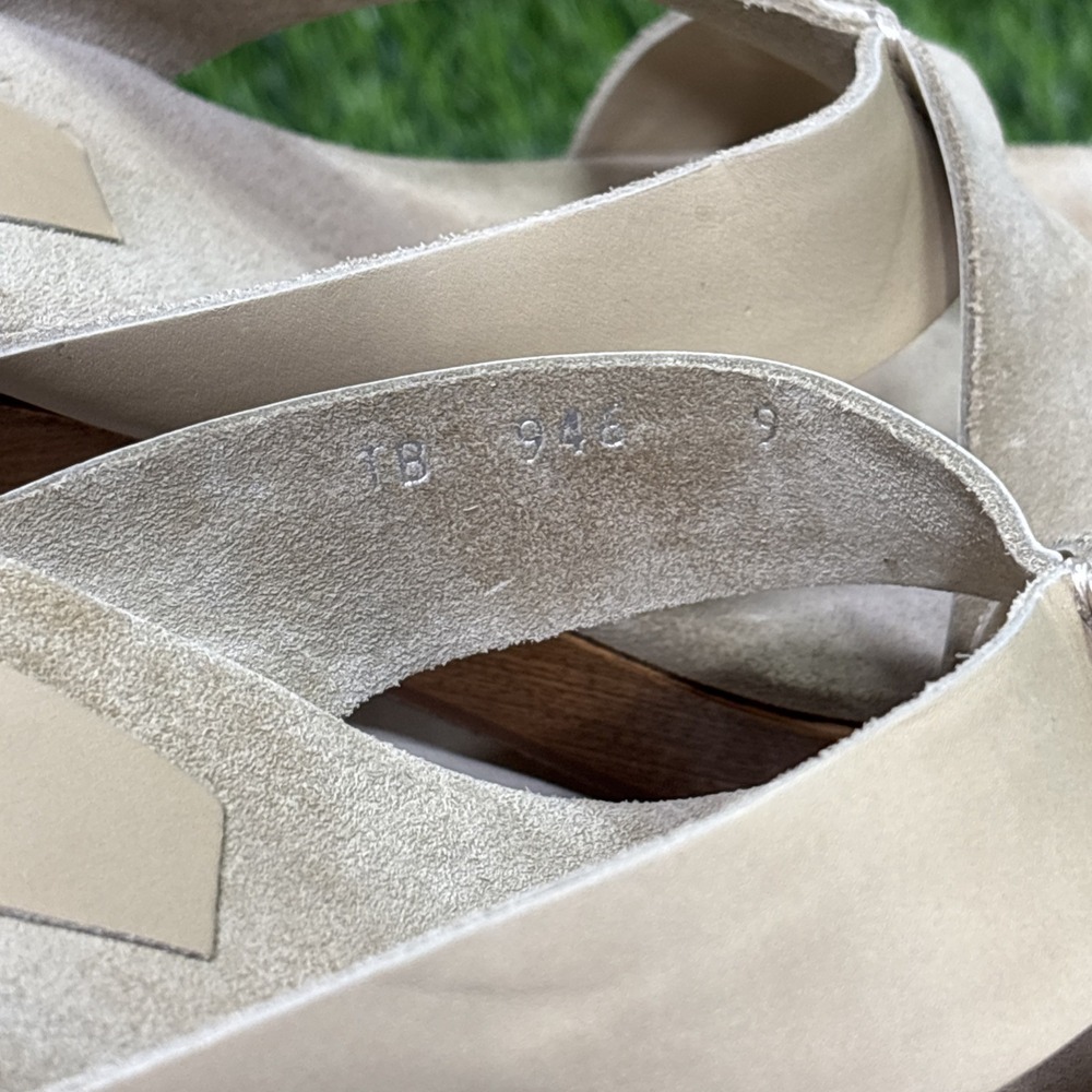Tommy Bahama Wooden Say No Raw Sugar Italy Suede Leather Slide Sandals - Picture 7 of 8
